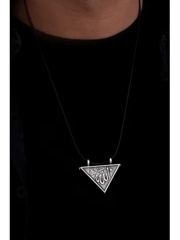 Erkek Allah Ve Muhammed Yazılı Orta Boy Gümüş Muska Haznesi