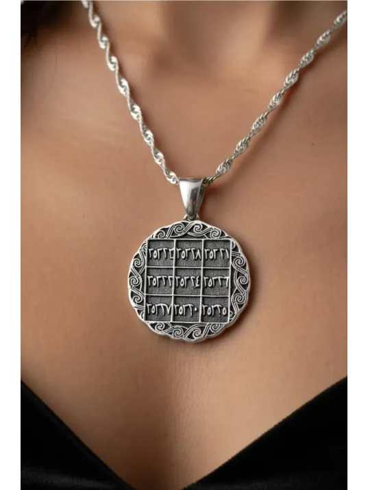 İsmi Azam Ve Yedi Ayetler Vefki Çift Taraflı Kadın Gümüş Kolye İsmi Azam Ve Yedi Ayetler Vefki Çift Taraflı Kadın Gümüş Kolye