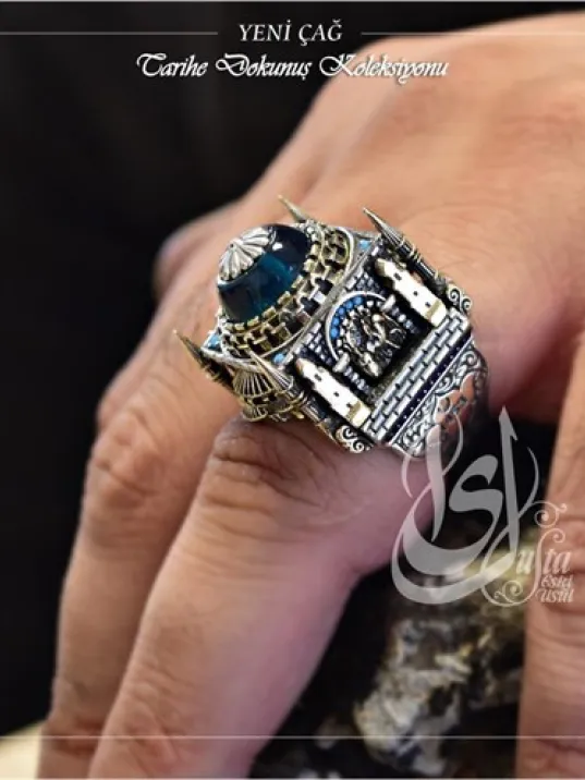 İslam Usta Tasarımı Yeni Çağ Gümüş Erkek Yüzük
