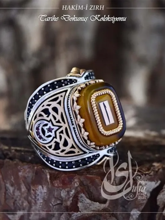 İslam Usta Tasarımı Hakim’i Zırh Gümüş Erkek Yüzük