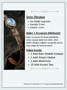 Bakır Kelepçe Bilezik Lapis Doğal Taş Erkek Kadın Doğal Taşlı ve Metal Kutulu