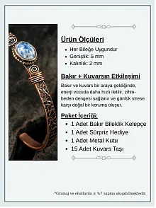 Bakır Kelepçe Bilezik Lapis Doğal Taş Erkek Kadın Doğal Taşlı ve Metal Kutulu