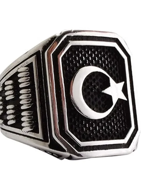 Ay Yıldız Gümüş Erkek Yüzük