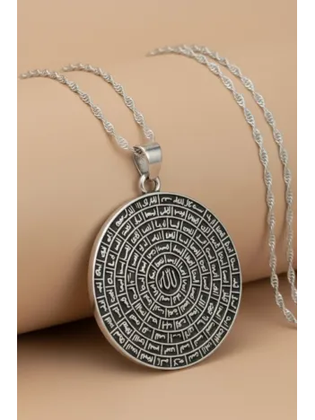 Esmaül Hüsna Kadın Gümüş Kolye Zincir Büyük Boy