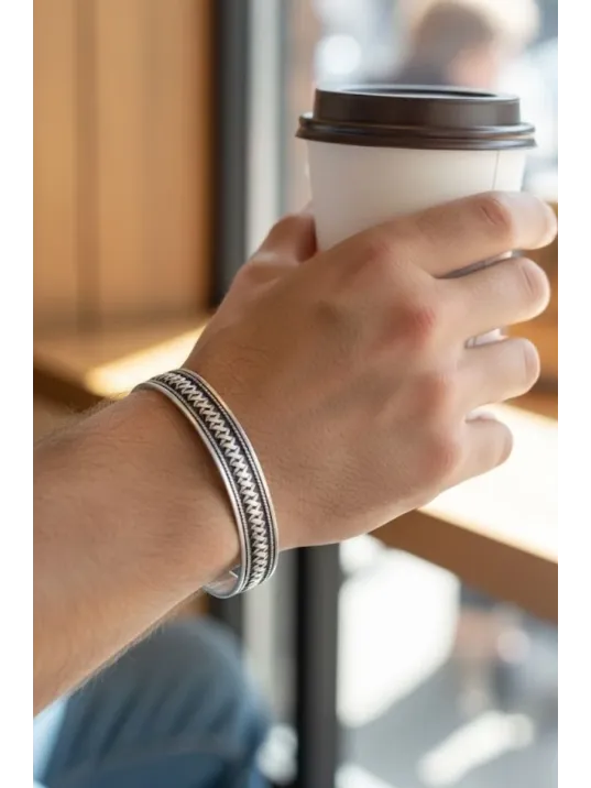 Erkek Gümüş Bileklik -Otantik Tasarım Erkek Gümüş Kelepçe Bileklik Erkek Gümüş Bileklik -Otantik Tasarım Erkek Gümüş Kelepçe Bileklik