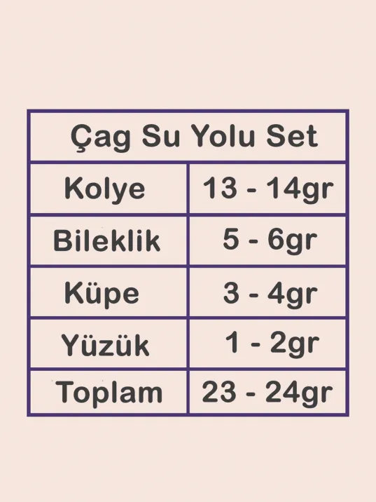Çağ Bayan Zirkon Taşlı Gümüş Su Yolu Set - Kolye, Bileklik, Küpe, Yüzük Çağ Bayan Zirkon Taşlı Gümüş Su Yolu Set - Kolye, Bileklik, Küpe, Yüzük