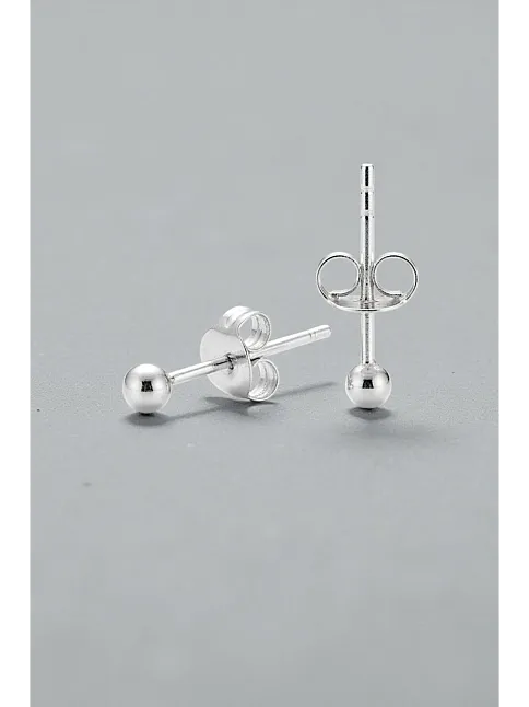 Kadın Gümüş Küpe - 2 mm 925 Ayar Gümüş Top Küpe