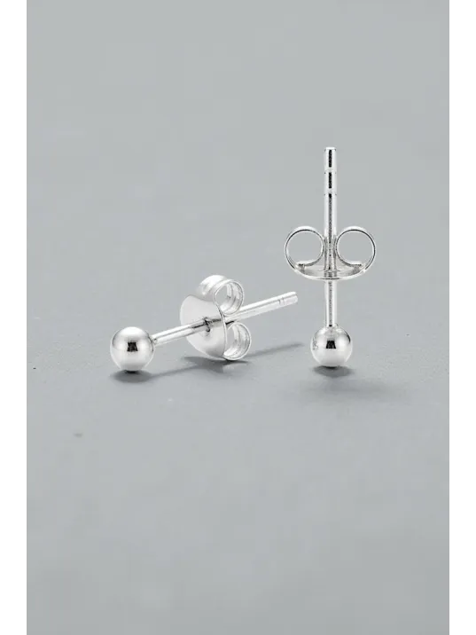 Kadın Gümüş Küpe - 2 mm 925 Ayar Gümüş Top Küpe