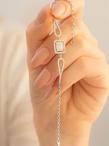 Kadın Gümüş Bileklik - Baget Taşlı Damla Model Gümüş Bileklik