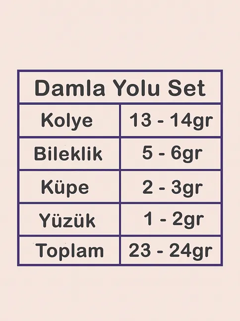 Damla Su Yolu Gümüş Bayan Set - Kolye, Bileklik, Küpe, Yüzük