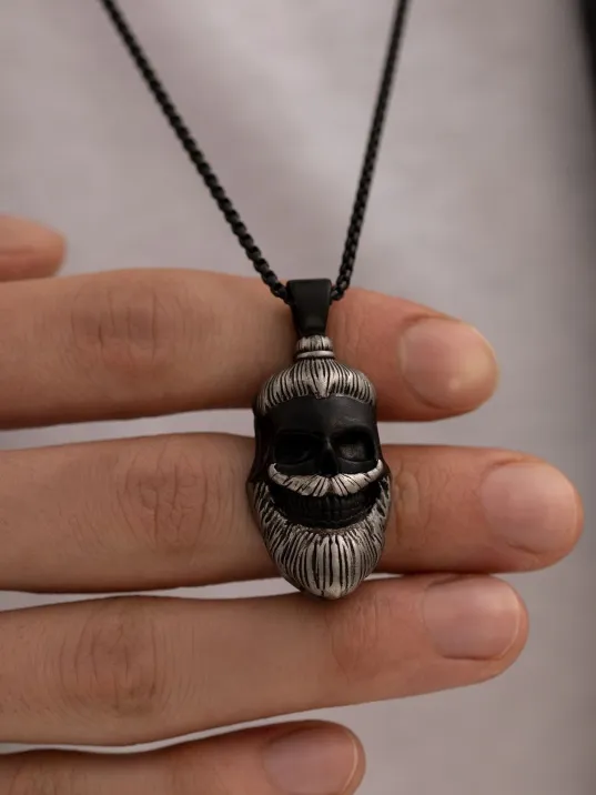 Erkek Kolye - Sakallı Baba Model Çelik Erkek Kolye - 316 L Paslanmaz Çelik Kolye