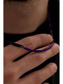 Erkek Kolye - Ince Kibar Model Erkek Çelik Kolye - 3 Mm Kalınlık - Mor Renk