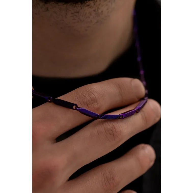 Erkek Kolye - Ince Kibar Model Erkek Çelik Kolye - 3 Mm Kalınlık - Mor Renk Erkek Kolye - Ince Kibar Model Erkek Çelik Kolye - 3 Mm Kalınlık - Mor Renk