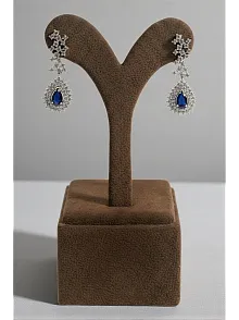 Çise Safir Taşlı Gümüş Su Yolu Küpe