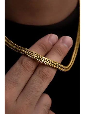 Erkek Çelik Kolye - Çift Sıra Örgü Model Erkek Çelik Kolye