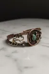 Kadın Bakır Bileklik - Yeşil Aventurin Taşlı Damla Model Kadın Bilezik Metal Kutu ve Doğal Taşlar
