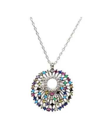 Mix Taşlı Bayan Gümüş Kolye