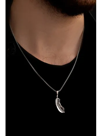 Kızılderili Tüy Gümüş Kolye Ucu Ve Kolye