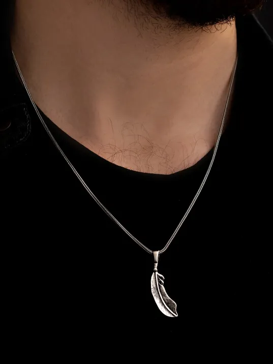 Kızılderili Tüy Gümüş Kolye Ucu Ve Kolye