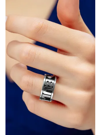 Kişiye Özel Orijinal Yakut Zümrüt Ve Zirkon Taşı İsim Yazılabilir 925 Ayar Gümüş Erkek Alyans Yüzük