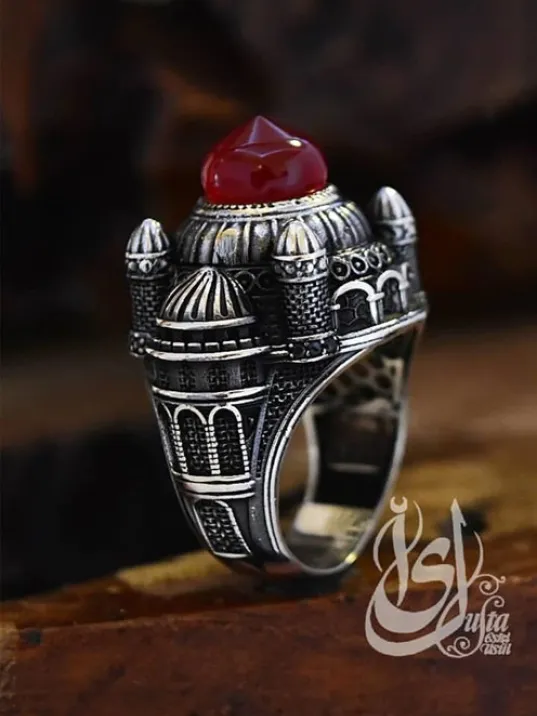 İslam Usta Tasarımı Kızıl Kubbe Model Gümüş Erkek Yüzük GYZISLMSTM4-GMS İslam Usta Tasarımı Kızıl Kubbe Model Gümüş Erkek Yüzük GYZISLMSTM4-GMS