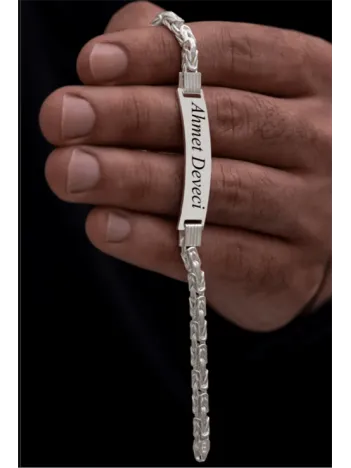 Erkek Bileklik Kalın Künye - Erkek Gümüş Bileklik Künye 925 Ayar Gümüş