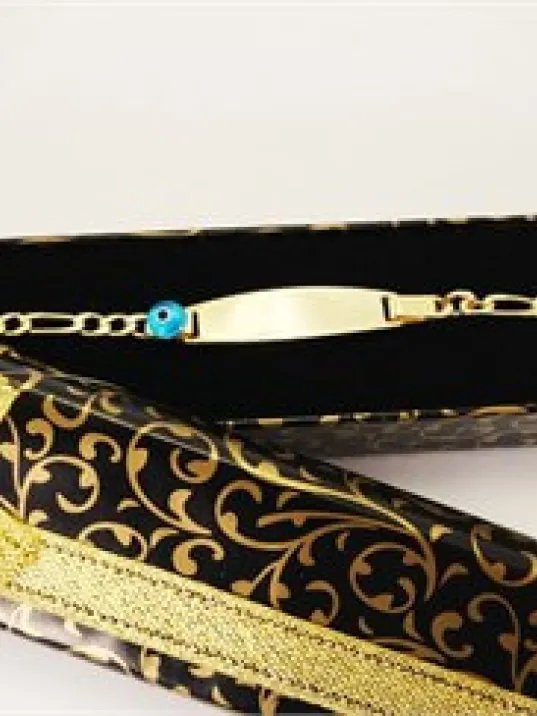 Altın Rengi Gümüş Bebek Çocuk Künye Bileklik İsim Yazılır