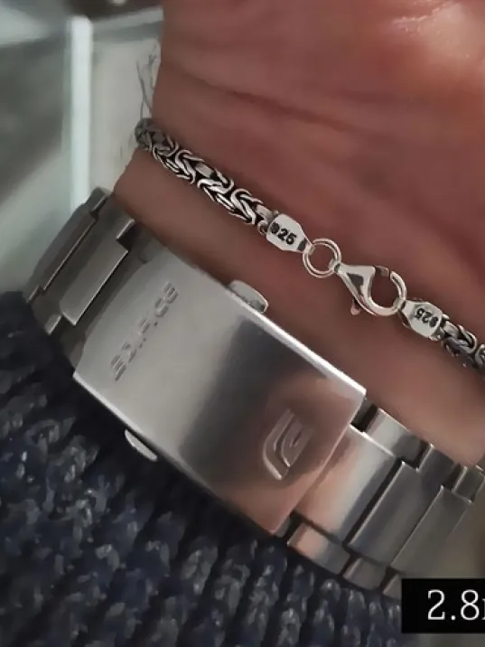 Yassı-Ezme Kral Zincir Gümüş Erkek Bileklik Künye