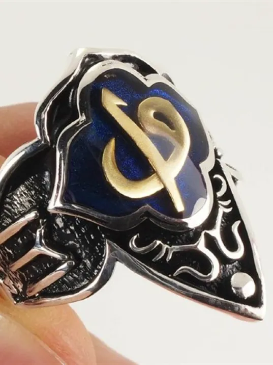 Gümüş Erkek Zihgir Başparmak Yüzük Mavi Vav Elif Model Gümüş Erkek Zihgir Başparmak Yüzük Mavi Vav Elif Model