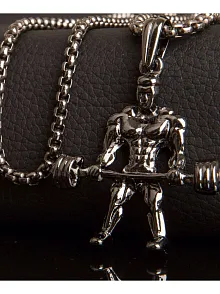 Erkek Kolye - Halterci Vücut Geliştirmeci Body Building Figürlü Çelik Kolye
