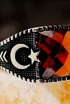 Kırmızı Zirkon Taşlı Ay Yıldızlı Gümüş Erkek Yüzük