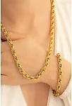 Kadın Çelik Kolye Bileklik Set - Altın Kaplama Sarmal Model Çelik Bileklik Kolye Set