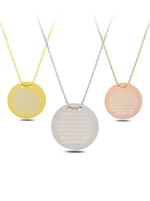 Ayetel Kürsi Yazılı Bayan Gümüş Kolye GKLAYTLKRS1-GMS-Rose (bronz)