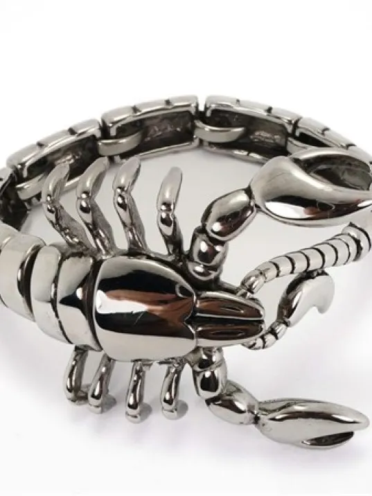Akrep Figürlü Erkek Çelik Bileklik Özel Tasarım Lüks Model