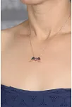 Rose Melek Kanatlı Siyah Ve Pembe Zirkon Taşlı 925 Ayar Gümüş Kadın Kolye GKLMLKKNTLI-ALT
