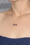 Rose Melek Kanatlı Siyah Ve Pembe Zirkon Taşlı 925 Ayar Gümüş Kadın Kolye GKLMLKKNTLI-ALT