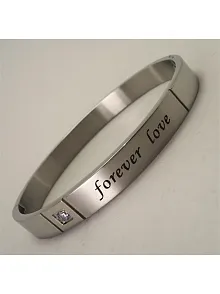 Forever Love Paslanmaz Çelik Erkek Kelepçe Bileklik Orta Kalınlıkta