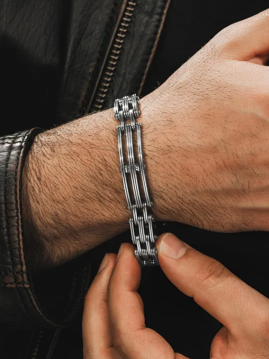 OttoMan Çift Sıra Lüks Model Çelik Erkek Bileklik CBLLUKSCIFT-BYZ