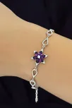 Kadın Gümüş Bileklik - Mor Doğal Safir Taşlı Nergis Model Damla Motifli Gümüş Bileklik Kadın Gümüş Bileklik - Mor Doğal Safir Taşlı Nergis Model Damla Motifli Gümüş Bileklik