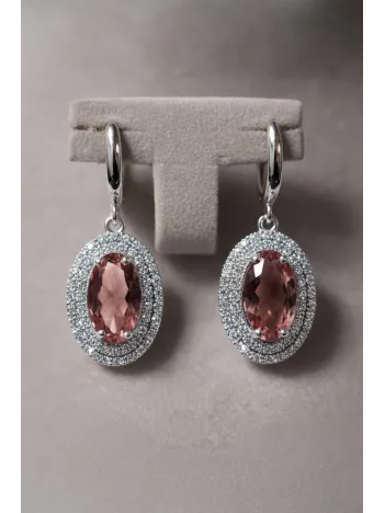 Kadın Gümüş Küpe - Oval Model Zultanit Taşlı Gümüş Küpe