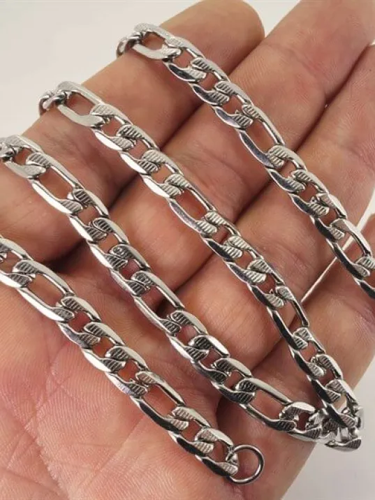 Çelik Figaro Kolye Ve Bileklik Set Orta Kalınlıkta İndirimli Fiyat