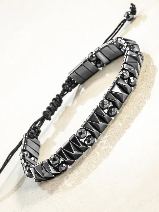 Erkek Kadın Doğal Taş Bileklik - Siyah Hematit Doğal Taşlı Makrome Yuvarlak Model 2 Unisex Bileklik Erkek Kadın Doğal Taş Bileklik - Siyah Hematit Doğal Taşlı Makrome Yuvarlak Model 2 Unisex Bileklik