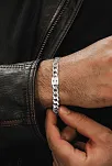 Erkek Gümüş Bileklik - Kesme Harf El İşçiliği Harf Yazılı 925 Ayar Gümüş Erkek Bileklik