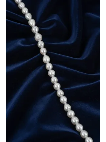 Gerçek Dizi İnci - 8mm Doğal Beyaz Yanar Dönerli Tatlısu Yuvarlak İnci Takı Yapım Malzemesi