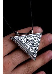 Tuğralı Selçuklu Motifli Erkek Gümüş Cevşen Muska Kolye Haznesi Büyük Boy