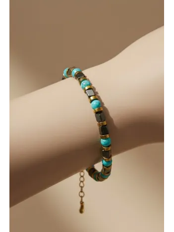 Erkek Kadın Çelik Bileklik - Turkuaz Taşlı Küp Model Sarı Detaylı Erkek Kadın Bileklik Erkek Kadın Çelik Bileklik - Turkuaz Taşlı Küp Model Sarı Detaylı Erkek Kadın Bileklik