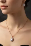 Kadın Gümüş Kolye Küpe Set - Yuvarlak Rose Kaplama Zirkon Taşlı Kadın Set Kadın Gümüş Kolye Küpe Set - Yuvarlak Rose Kaplama Zirkon Taşlı Kadın Set