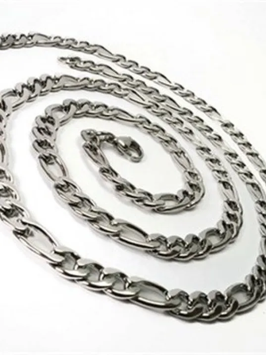 Figaro Çelik Erkek Kolye Ve Bileklik Set Orta Kalınlıkta Figaro Çelik Erkek Kolye Ve Bileklik Set Orta Kalınlıkta