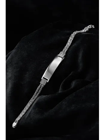 Erkek Gümüş Bileklik - İsim Yazılan 2.8 mm Çift Yuvarlak Kral Zincir Erkek Bileklik