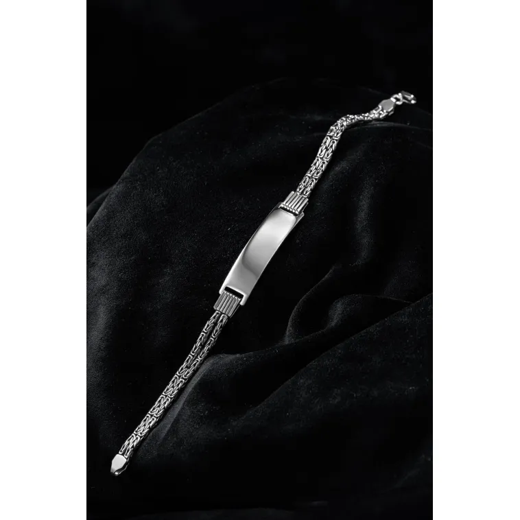 Erkek Gümüş Bileklik - İsim Yazılan 2.8 mm Çift Yuvarlak Kral Zincir Erkek Bileklik